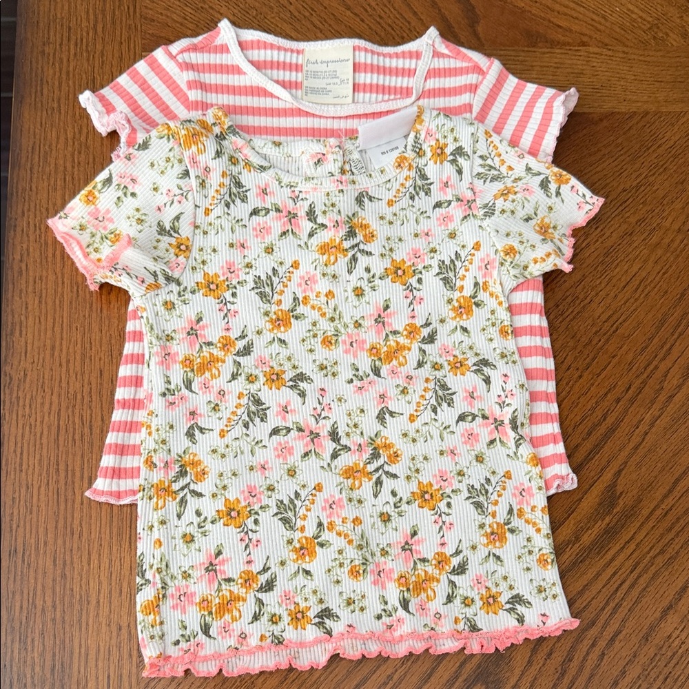 First Impressions Pink Striped and Floral Tees